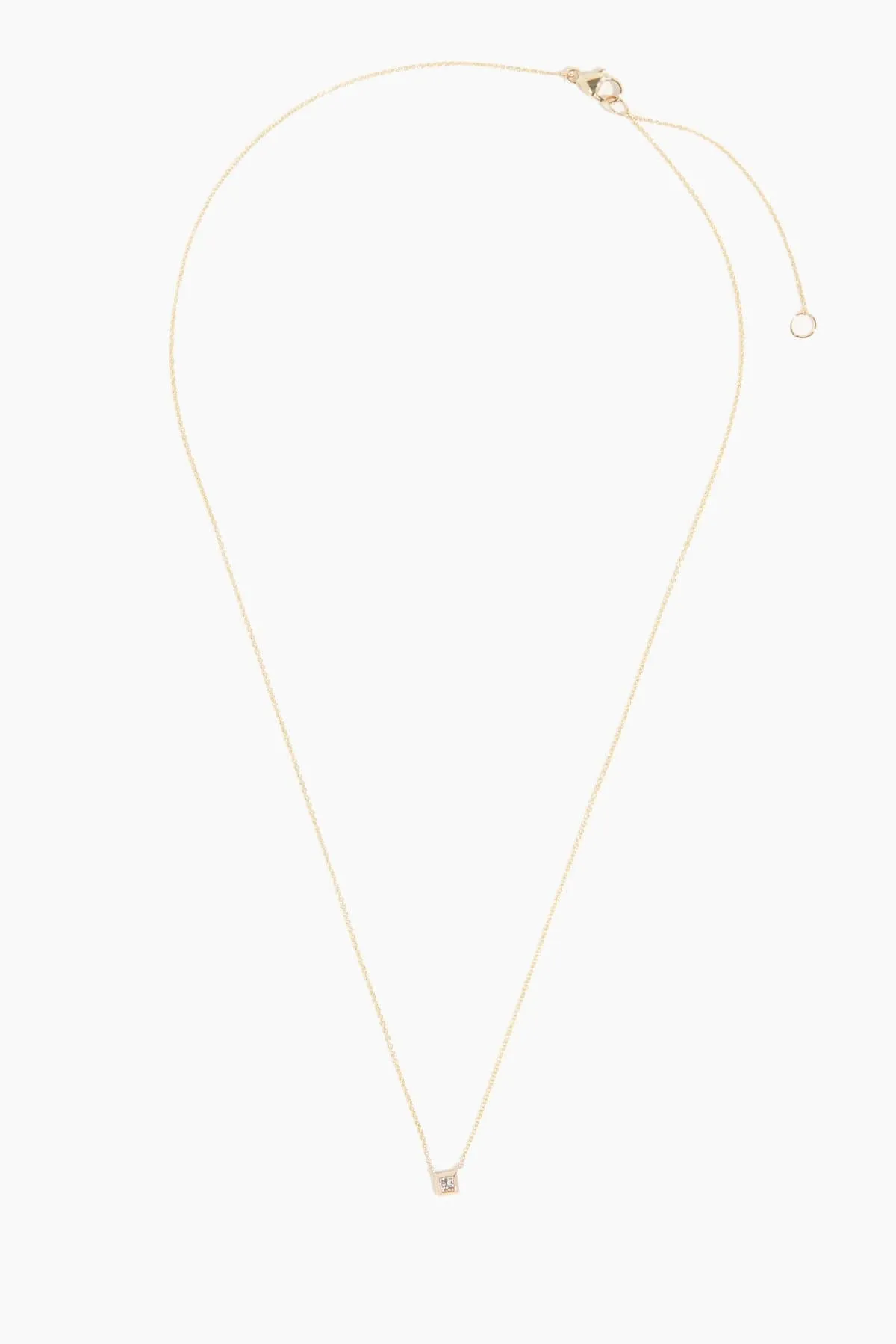 Millie Ryan Single Princess Cut Necklace in14k Yellow Gold