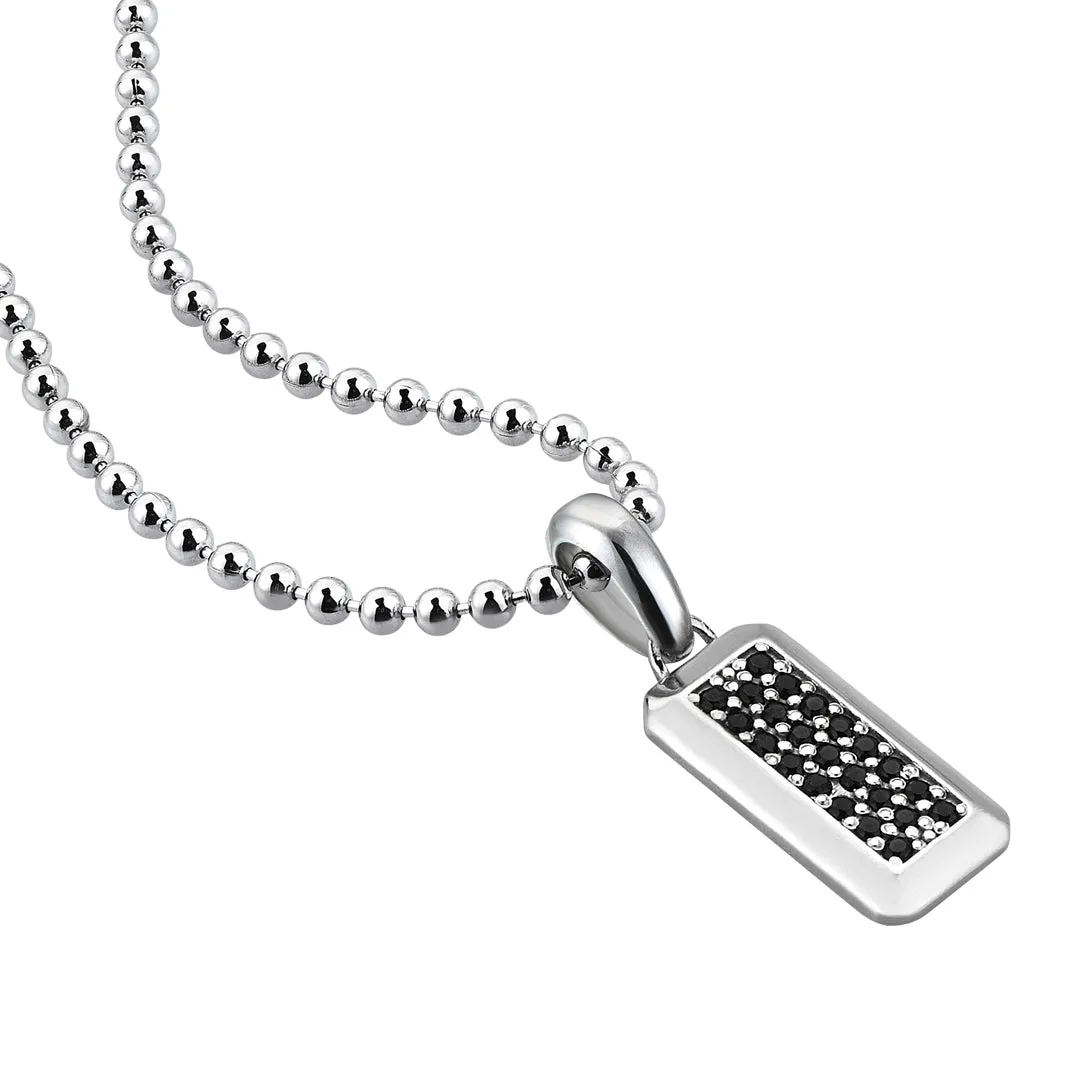 Minimal Paved Tag Pendant in Silver