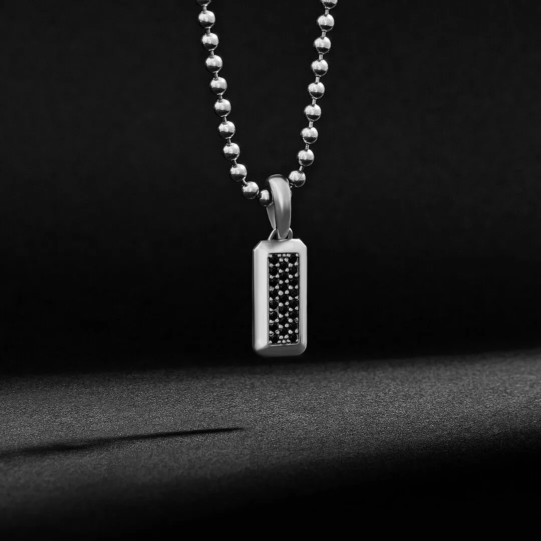 Minimal Paved Tag Pendant in Silver