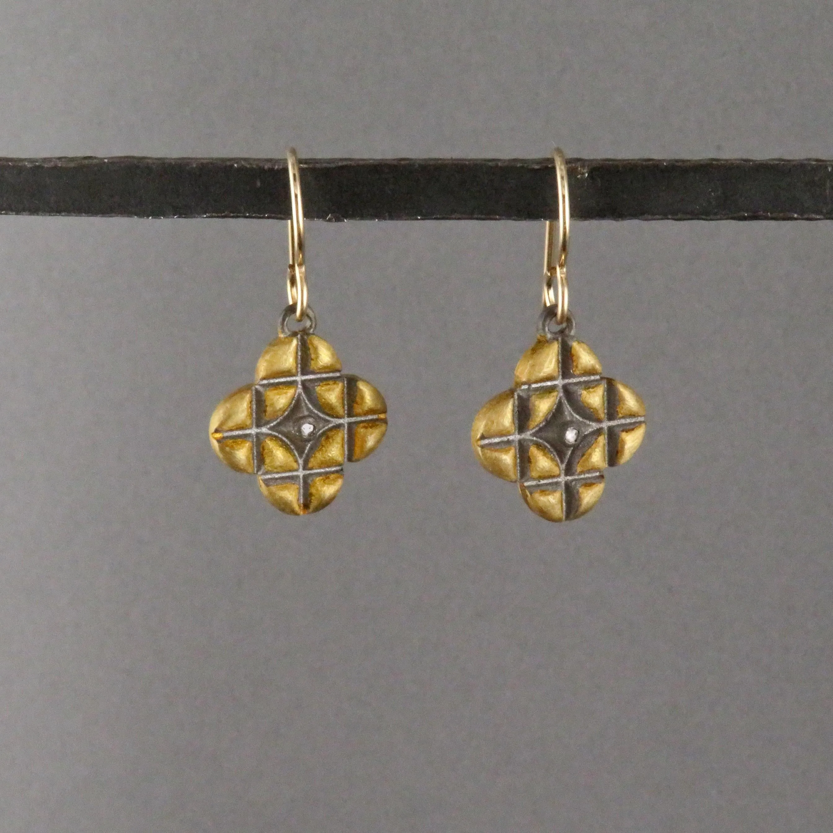 Mixed Metal Artisan Lattice Earrings