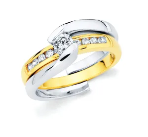 Modern Bridal: Diamond Ring available for 1/4 Ct. Round Center Stone in 14K Two Tone Gold