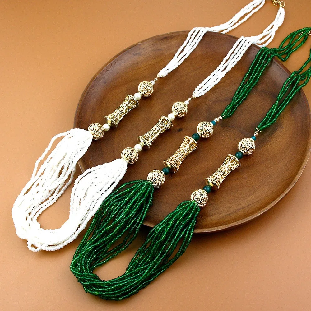 Moroccan Turkish Hand Beaded Long Necklace