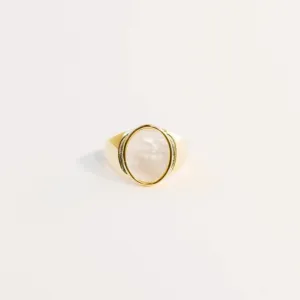 Mother of Pearl Signet Ring, Size 7