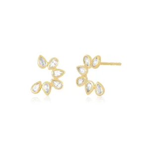 Multi White Quartz Pearl Stud Earring Right