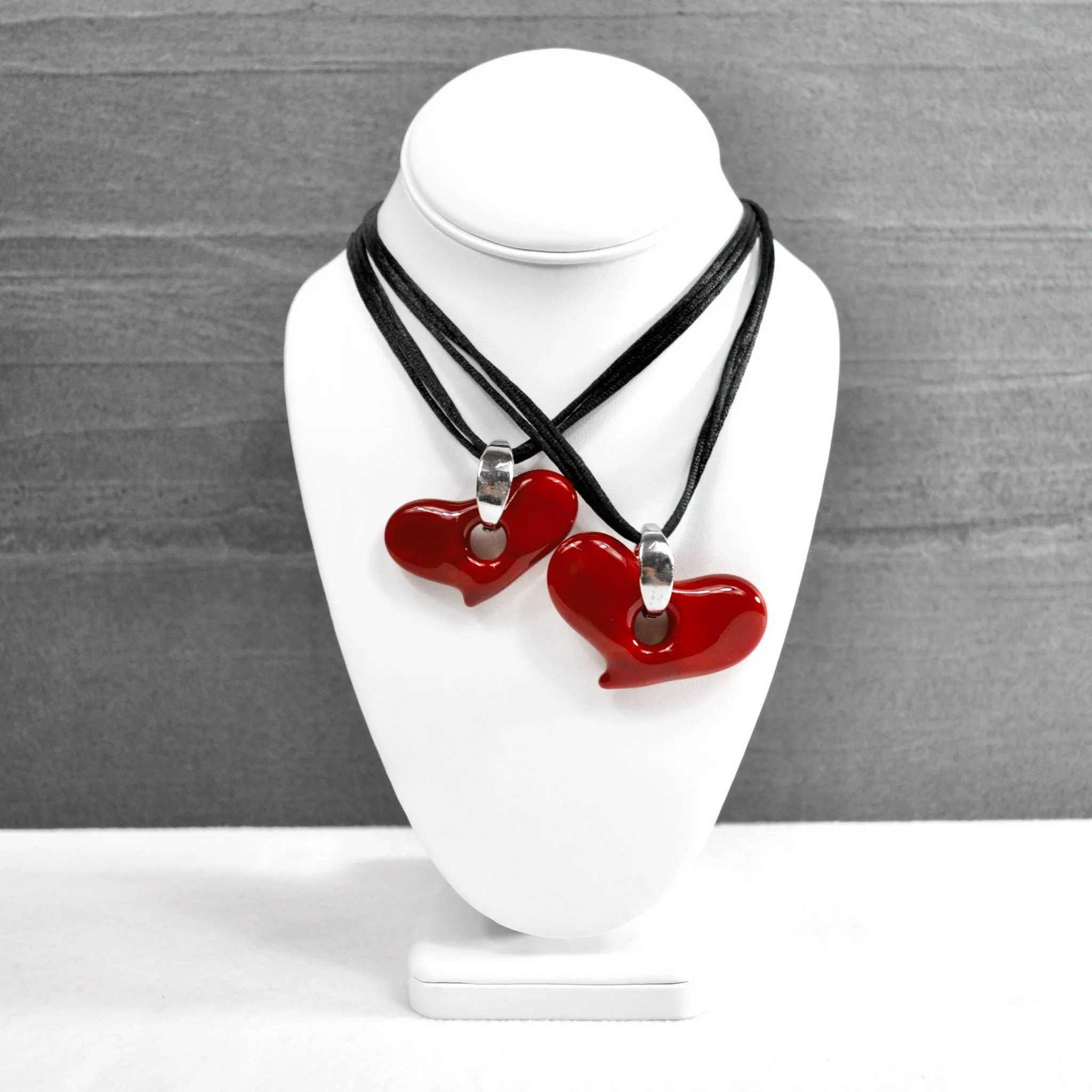 Murano Glass Solid Heart Pendant Necklace, Medium or Large, Made in Italy