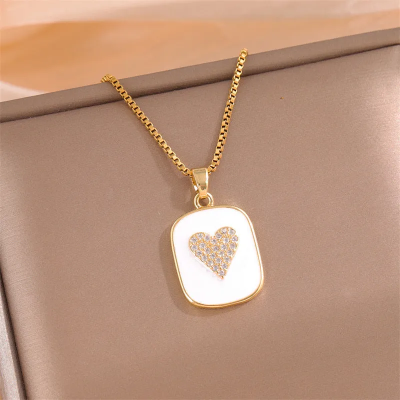 Natural Heart Stainless Steel Electroplating Necklaces