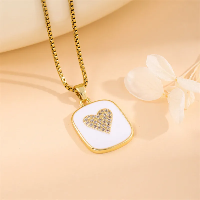 Natural Heart Stainless Steel Electroplating Necklaces