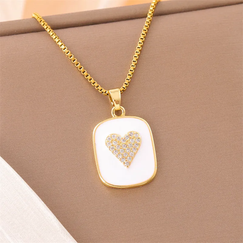 Natural Heart Stainless Steel Electroplating Necklaces