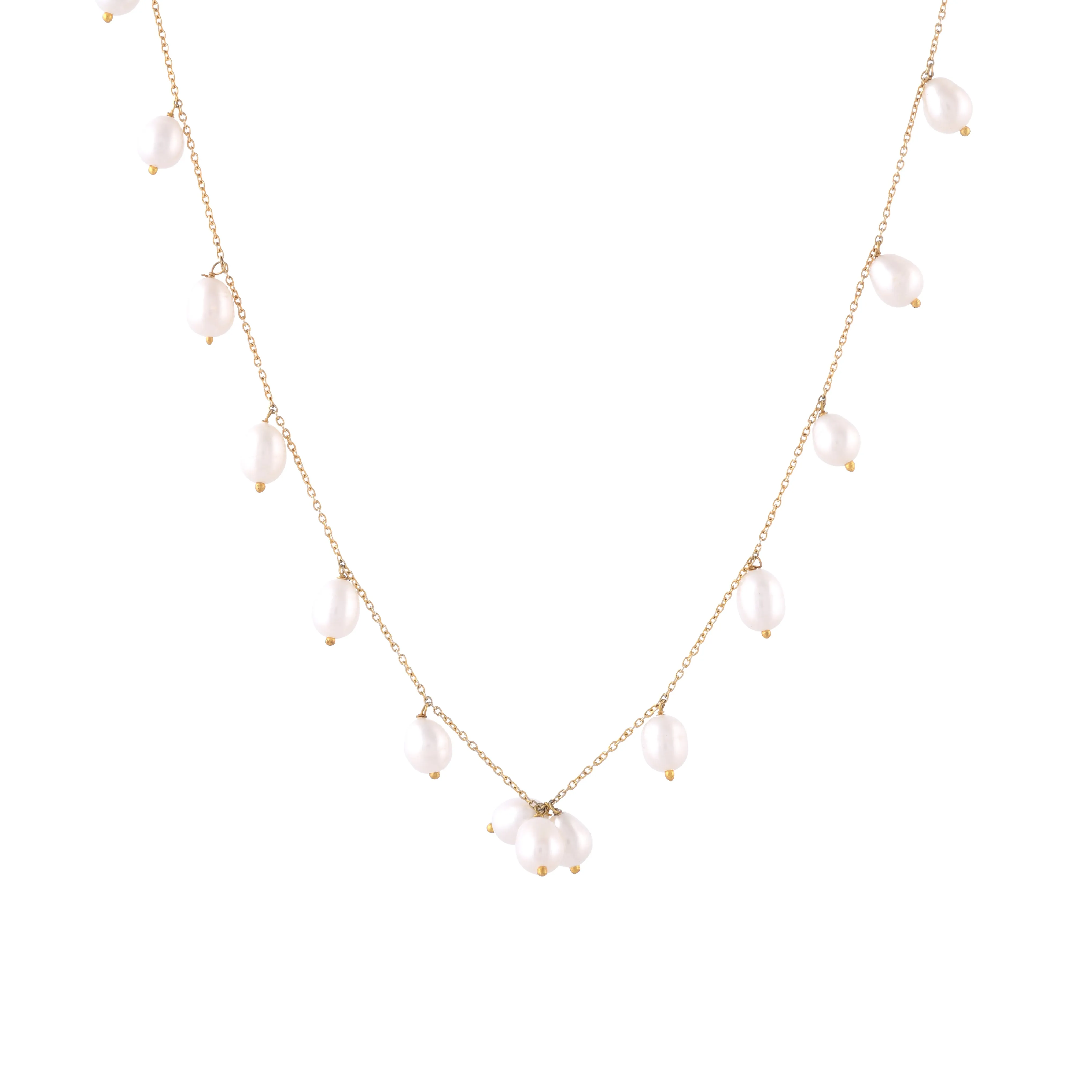 Natural Pearl Beads Necklace| 925 Silver| 18kt Gold Plated - From Purl