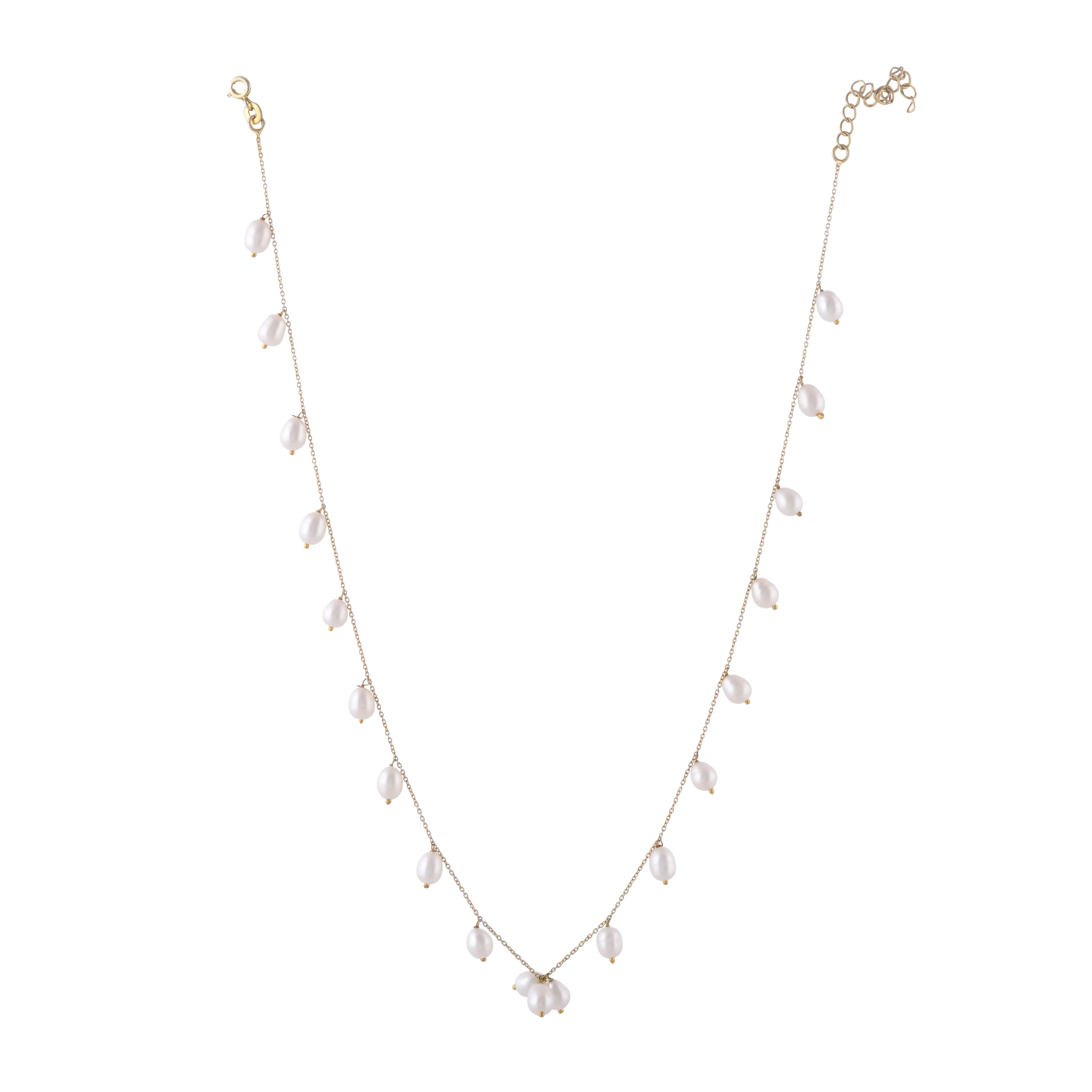 Natural Pearl Beads Necklace| 925 Silver| 18kt Gold Plated - From Purl