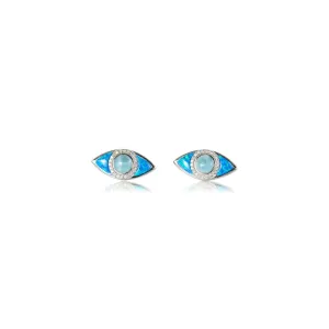 Opal & Larimar Eye of Protection Stud Earrings