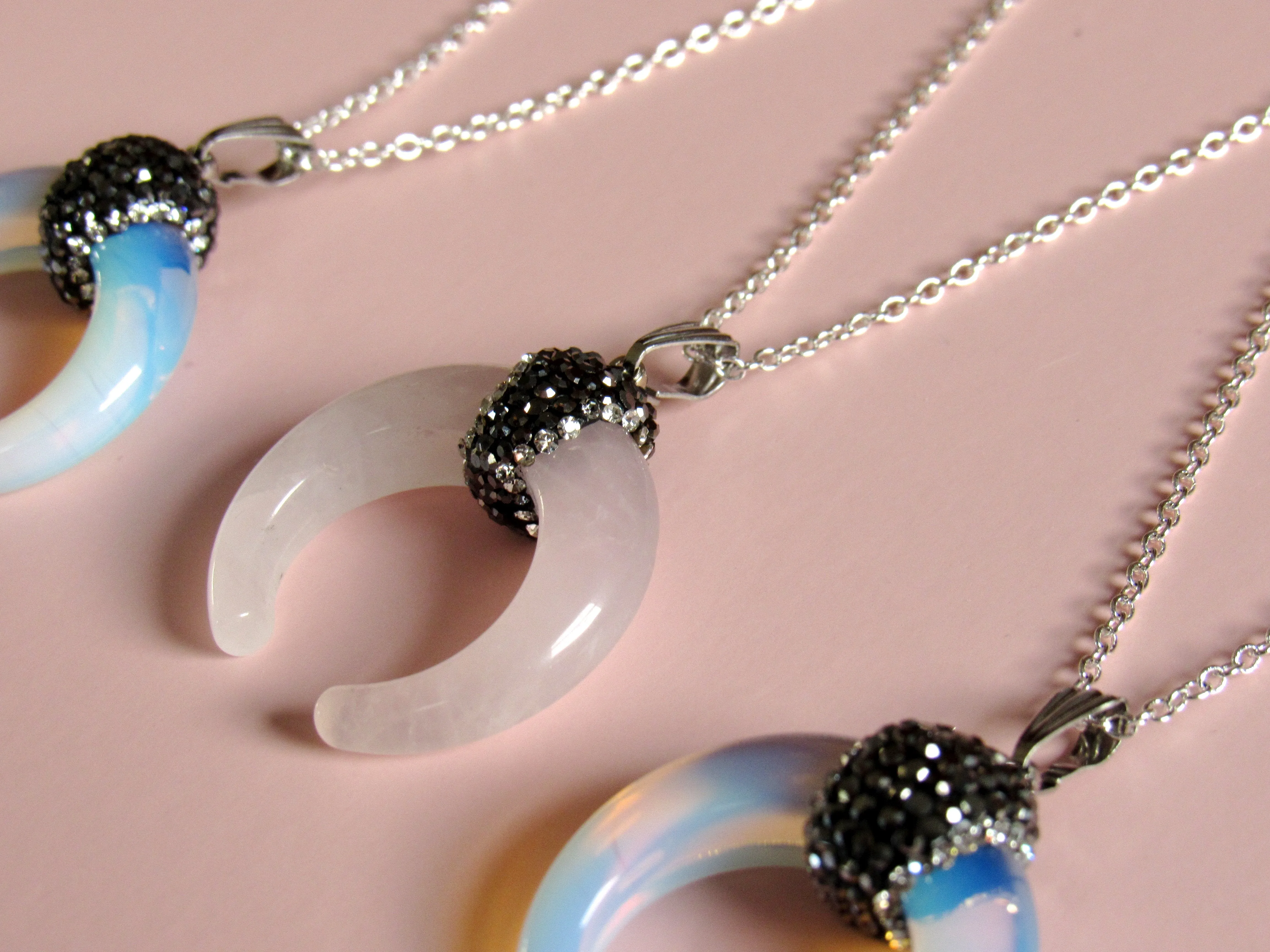 Opalite Crescent Moon Necklaces