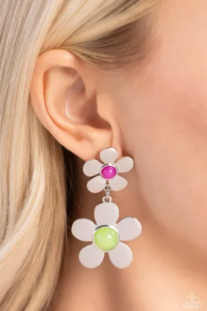 Paparazzi Earring ~ Fashionable Florals - Green