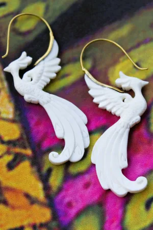 Peacock Bone Carved Earrings