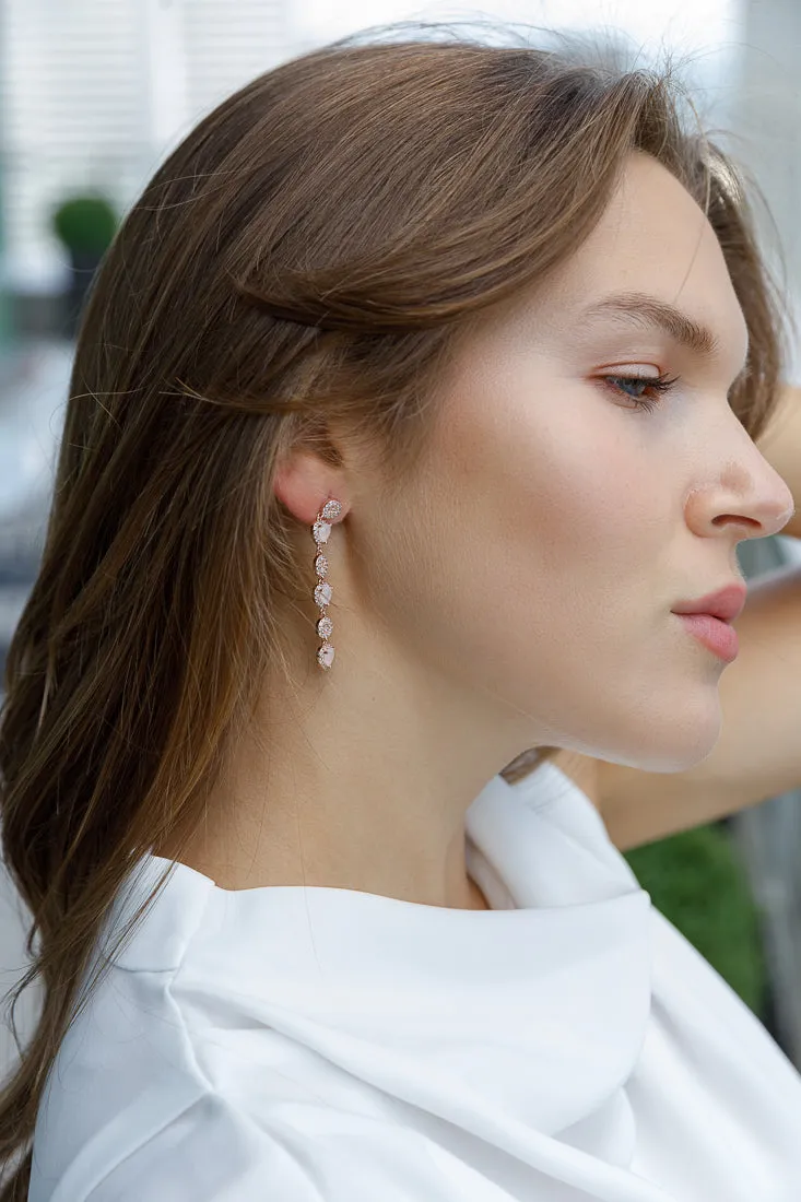 PINK OPAL ROSE GOLD DROP EARRINGS