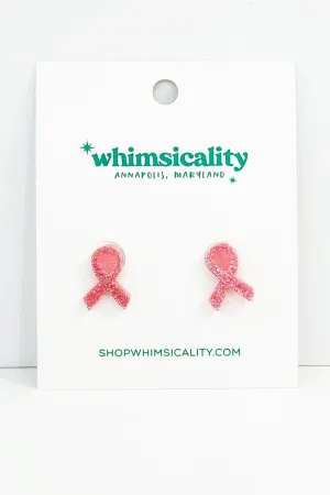 Pink Ribbon Stud Earring