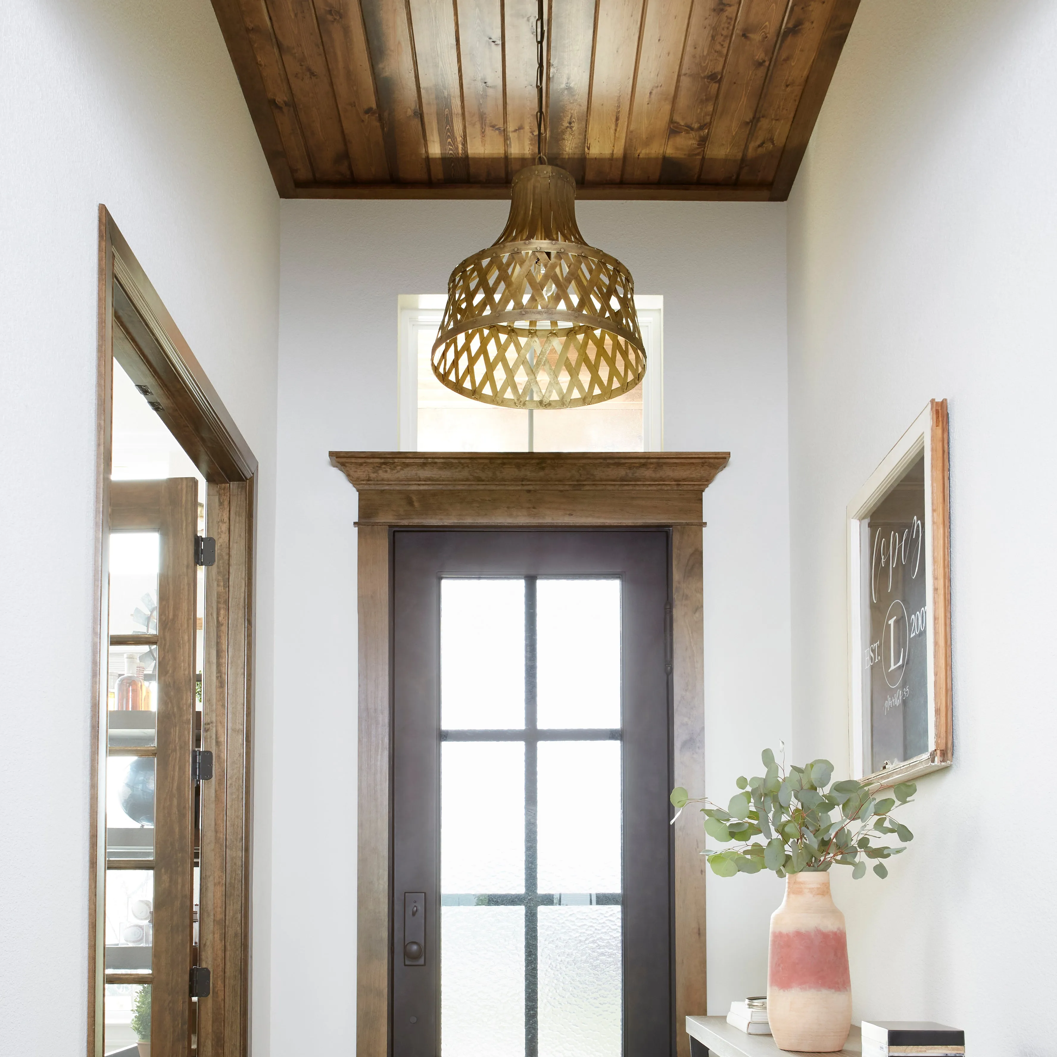 Quorum 82-75 Pendant - Artisan Brass Artisan Cross Pattern Modern Farmhouse Industrial Design