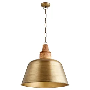 Quorum 84-75 Pendant - Artisan Brass Artisan Hood/wood Modern Farmhouse