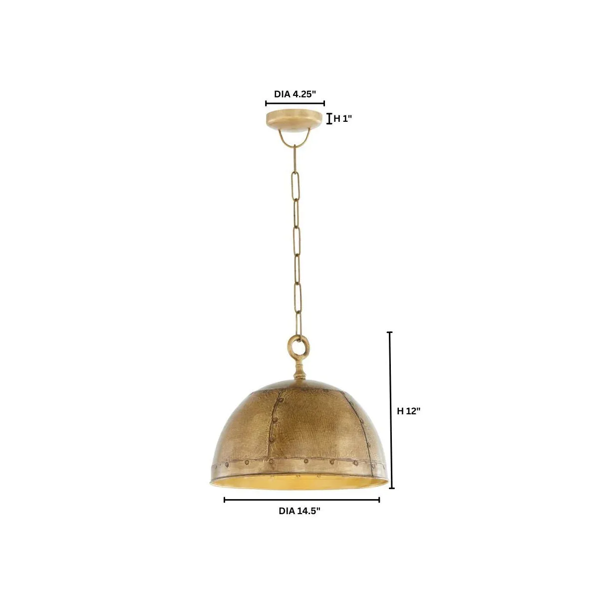 Quorum 85-1-75 Pendant - Artisan Brass 14" Dome Modern Farmhouse / Industrial