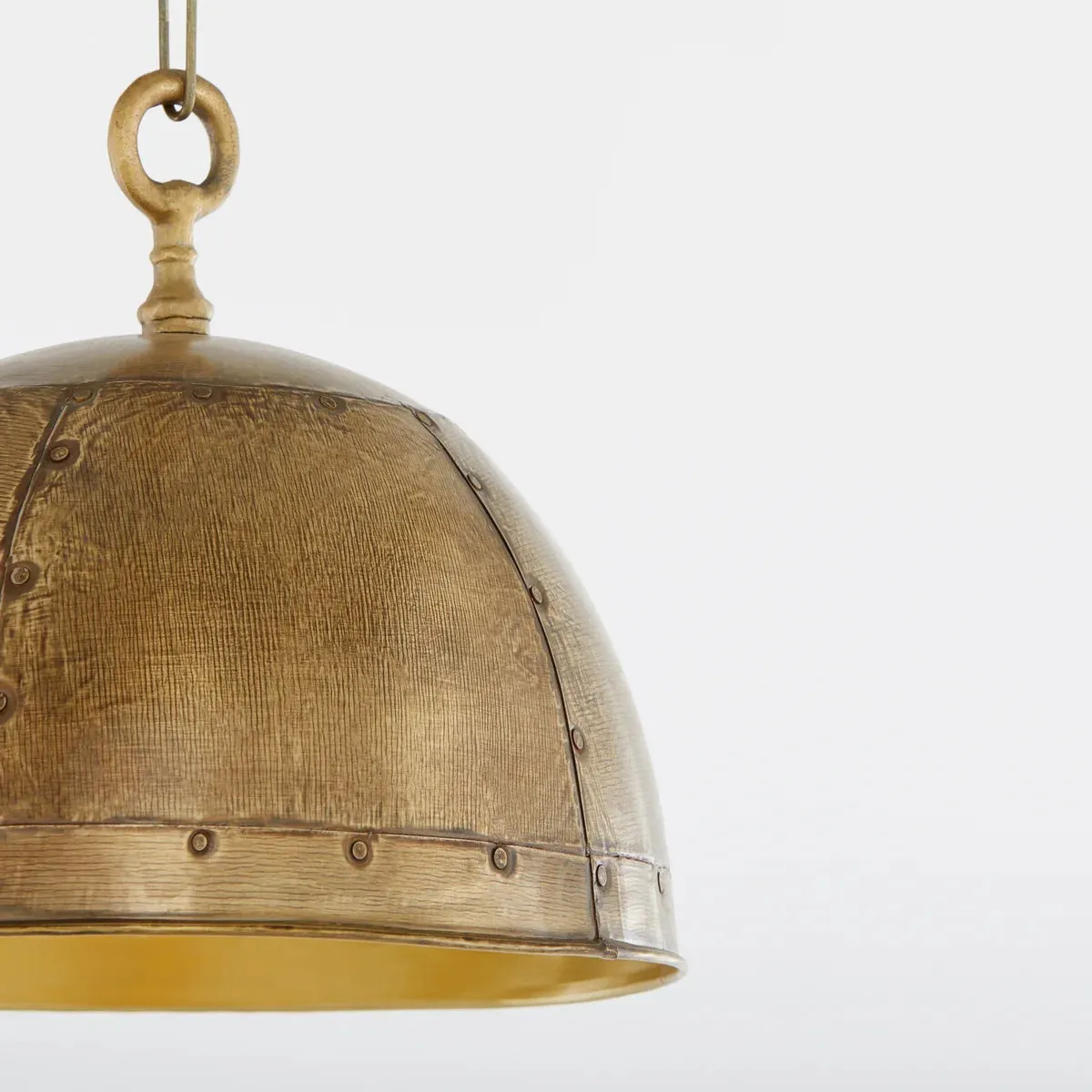 Quorum 85-1-75 Pendant - Artisan Brass 14" Dome Modern Farmhouse / Industrial