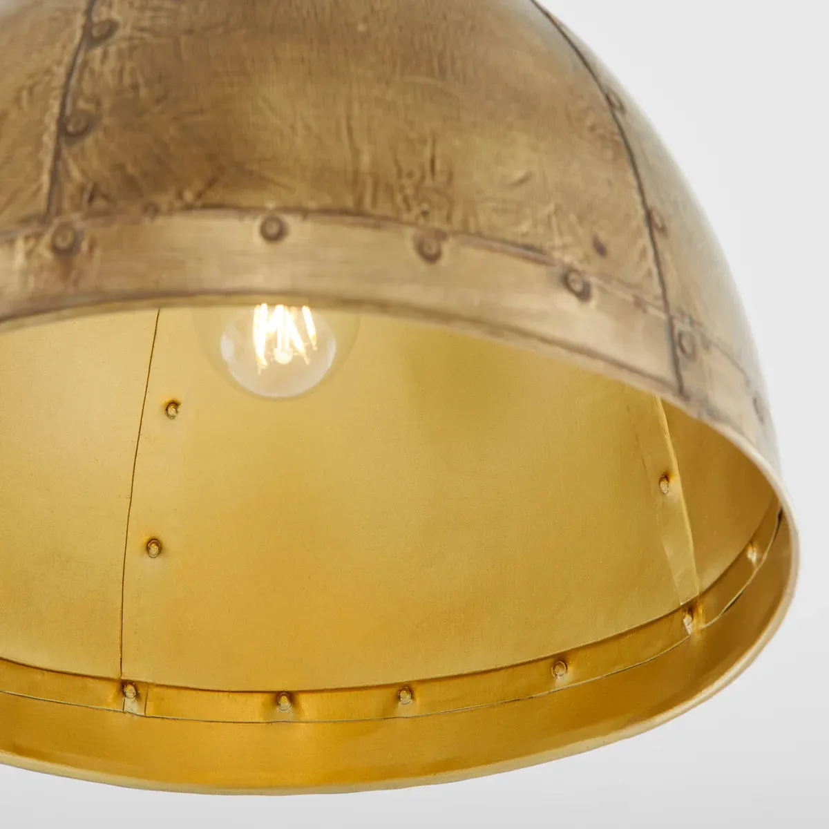 Quorum 85-1-75 Pendant - Artisan Brass 14" Dome Modern Farmhouse / Industrial