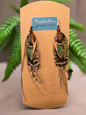 "Fern" Feather & Leather Earrings