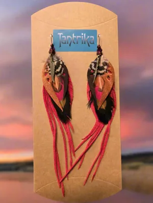 "Raven" Feather & Leather Earrings