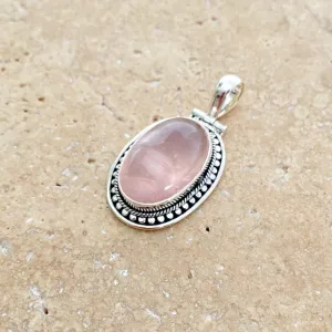 Rose Quartz Oval Tulsi Pendant