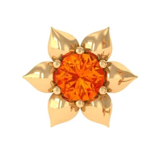 Round Orange Sapphire Flower Cartilage Earring