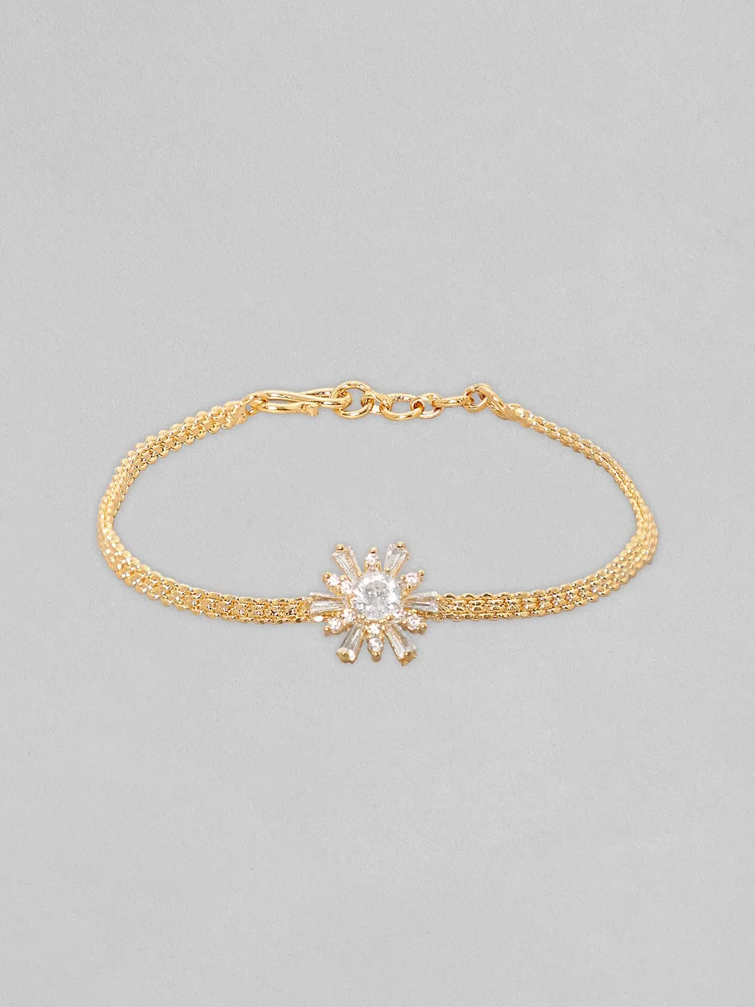 Rubans Gold Toned White Stone Studded Bracelet