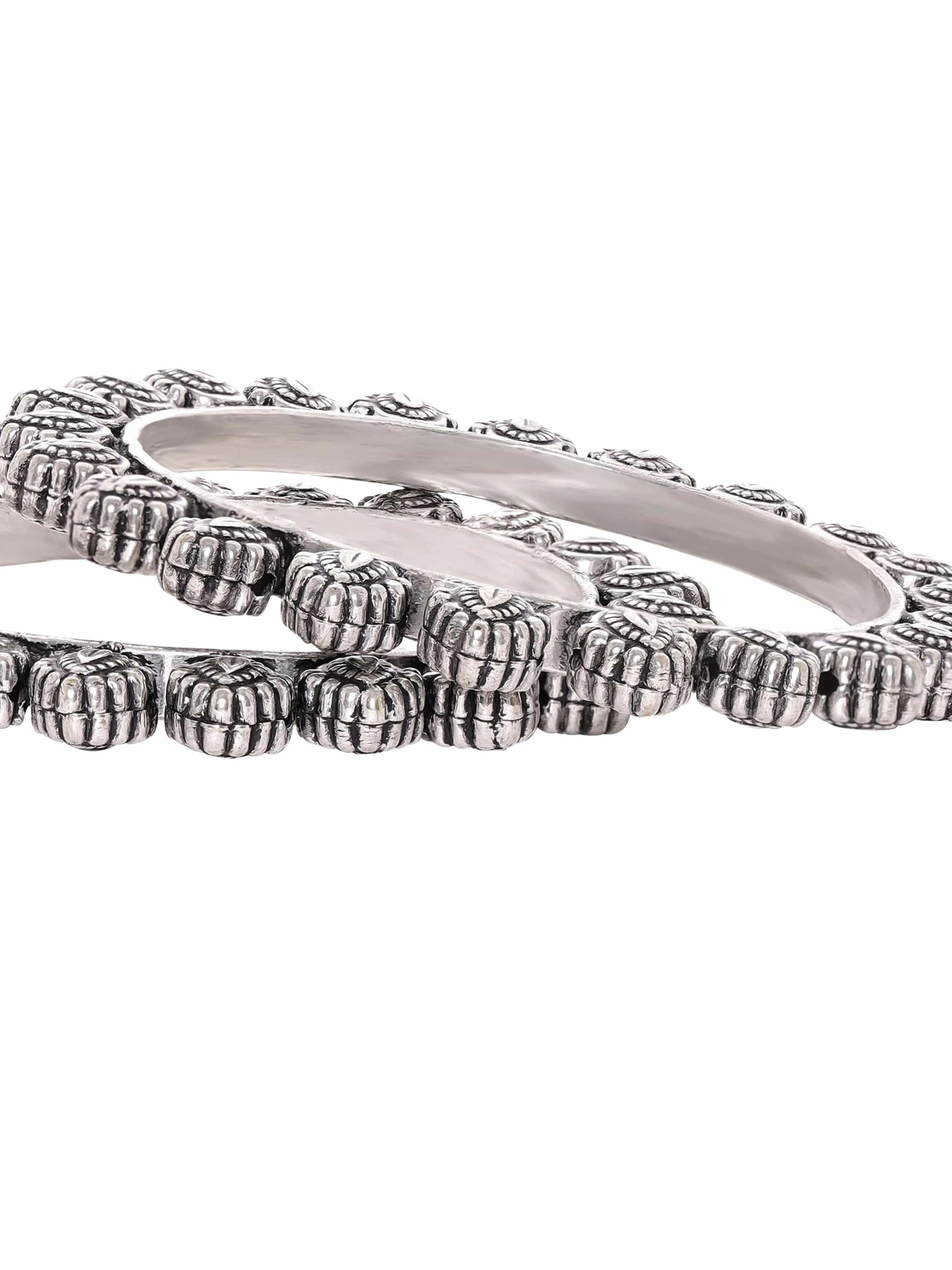 Rubans Set of 2 Exquisite Oxidized Silver-Plated Bangles