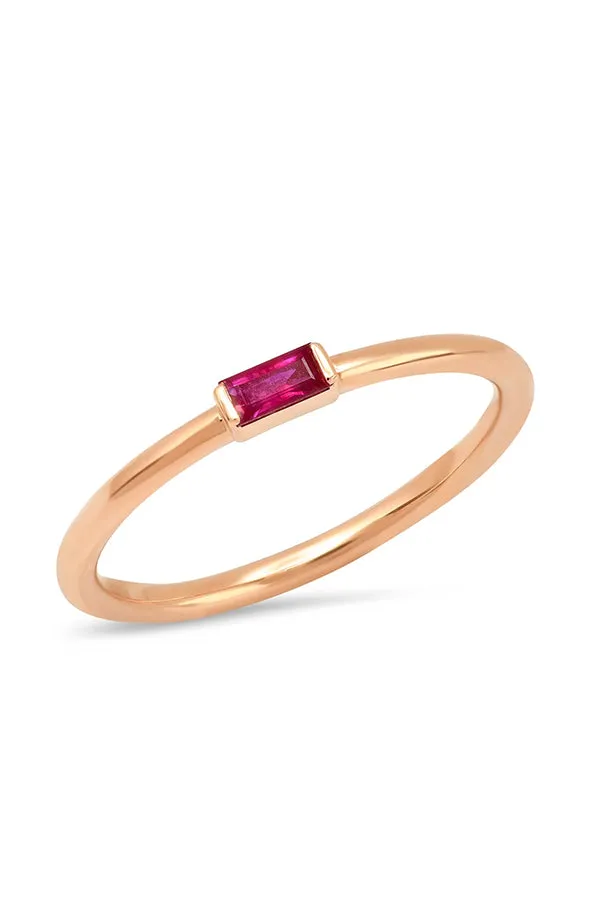 Ruby Baguette Solitaire Ring