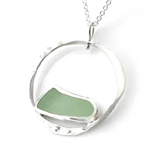 Sea Glass Float Pendant, Soft Blue Green