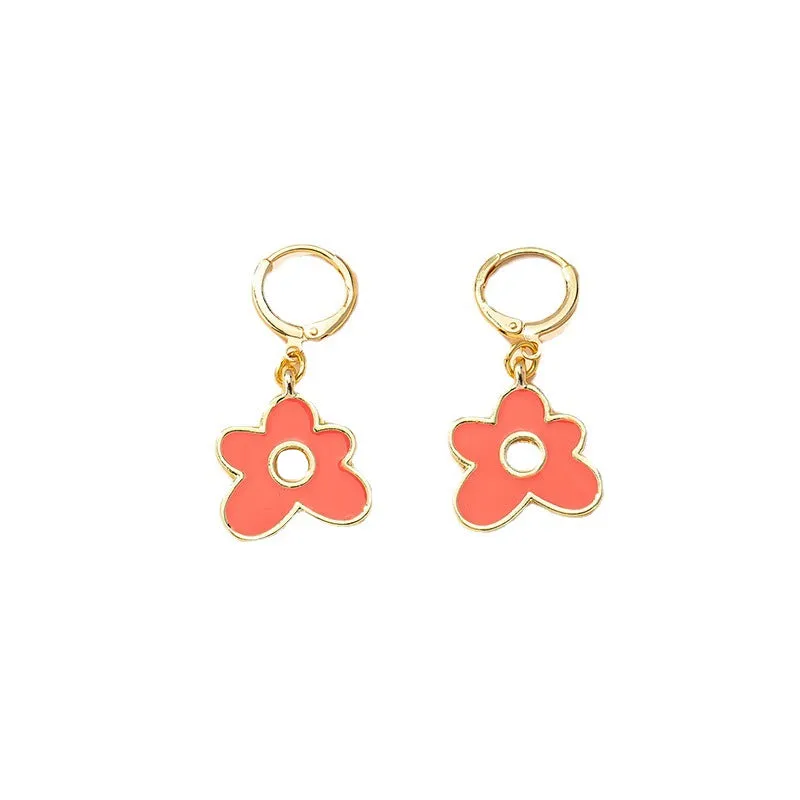 Sen Series Dripping Oil Hollow Flower Earrings with Unique Design