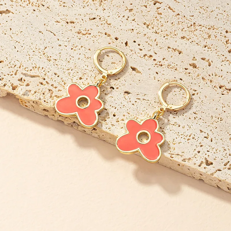 Sen Series Dripping Oil Hollow Flower Earrings with Unique Design