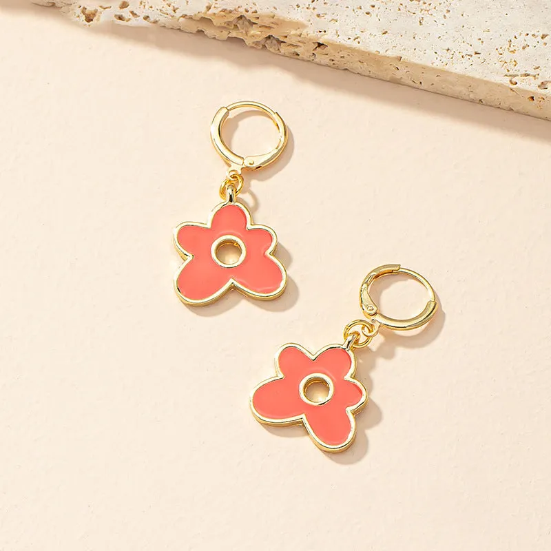 Sen Series Dripping Oil Hollow Flower Earrings with Unique Design