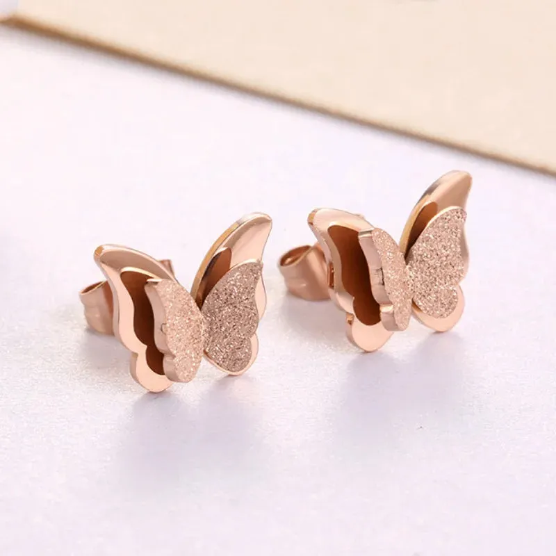 Simplicity Butterfly Earrings For Women Stainless Steel Earring Female Fashion Jewellery Accessories Summer