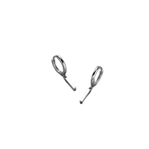 Small Bar Pendant Silver Hoop Earrings for Women