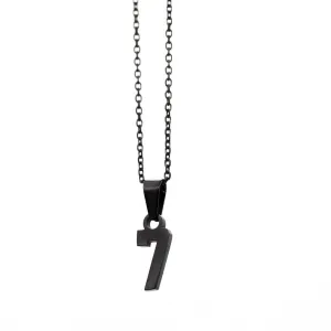 Small Number Pendant Necklace - Black