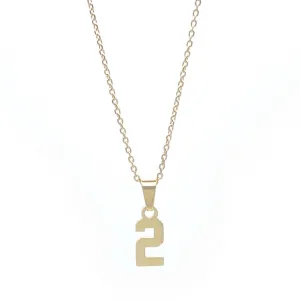 Small Number Pendant Necklace - Gold