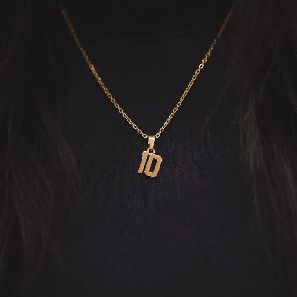 Small Number Pendant Necklace - Gold