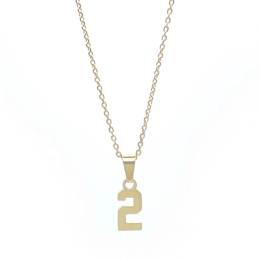 Small Number Pendant Necklace - Gold