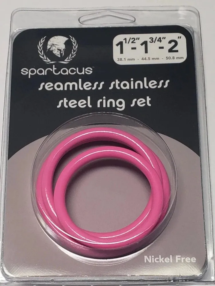 Spartacus ''3 Piece'' Steel Cock Ring Set -Pink