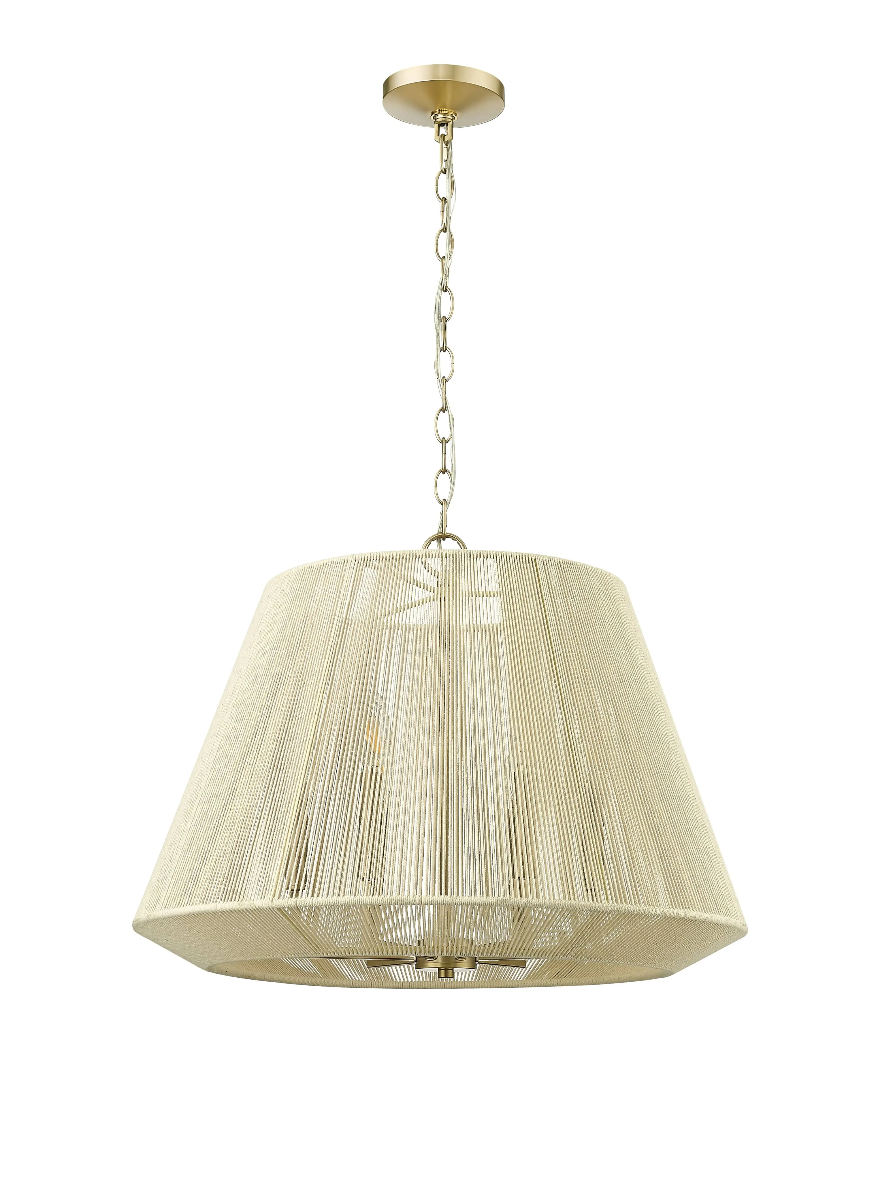 Sterling Pendant - Modern Gold - Cotton Twine Shade - 24.3in. Diameter - E12 Candelabra Base