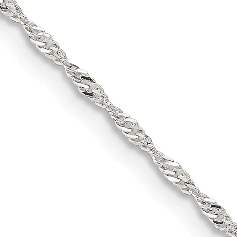 Sterling Silver 1.4mm Singapore Chain Necklace w/4in ext.