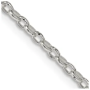 Sterling Silver 1.6mm Oval Fancy Rolo Chain Necklace w/4in ext.