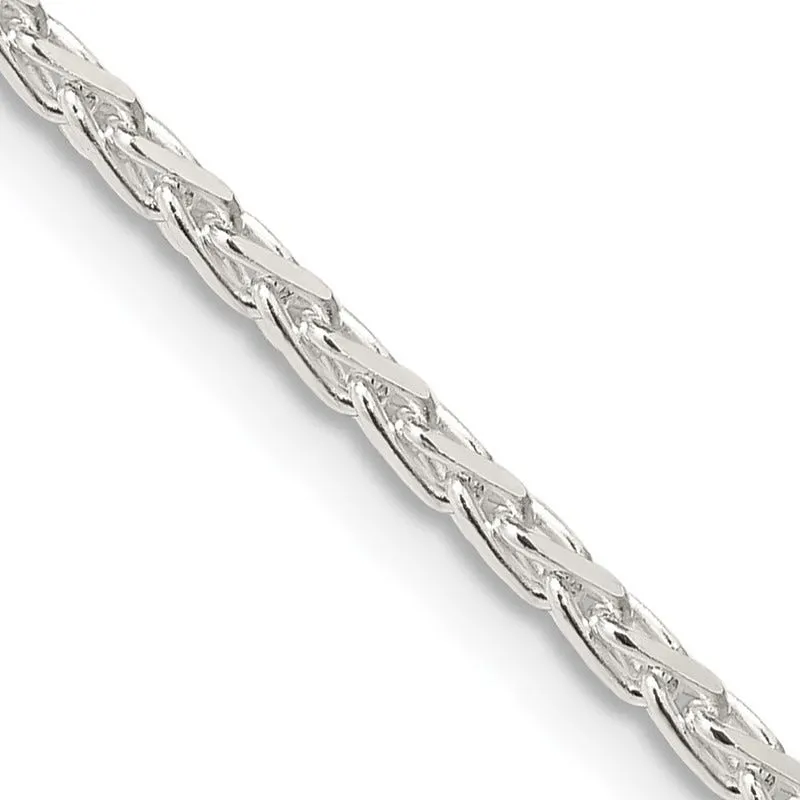 Sterling Silver 2.15mm Diamond-cut Round Spiga Chain Necklace