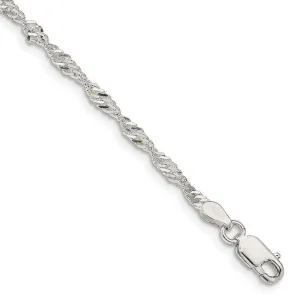 Sterling Silver 2.25mm Singapore Chain Bracelet