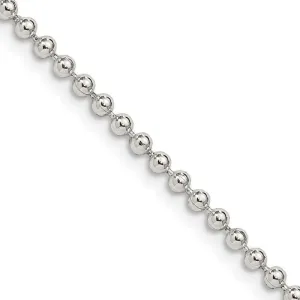 Sterling Silver 2.35mm Beaded Chain Necklace