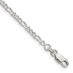 Sterling Silver 2.5mm Figaro Chain Bracelet